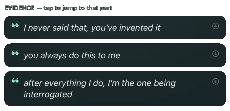 Evidence — tap to jump to that part
